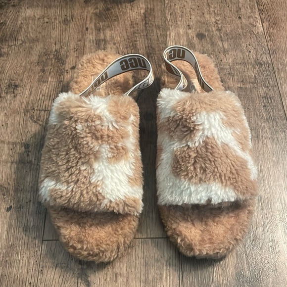 UGG Fluff Yeah Cow Print Slide Slippers - Picture 3 of 5